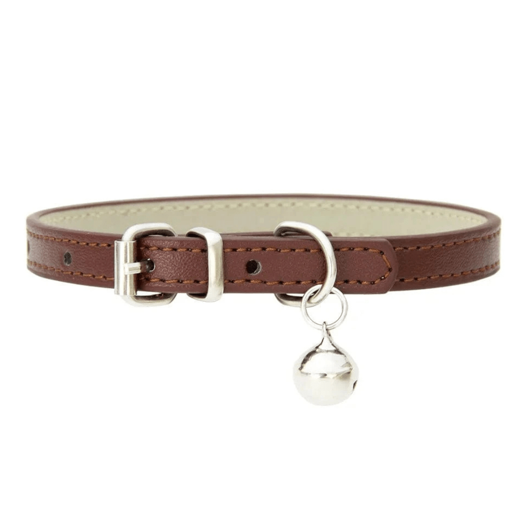 Collier En Cuir Pour Chat | Minouplus Marron foncé / XXS